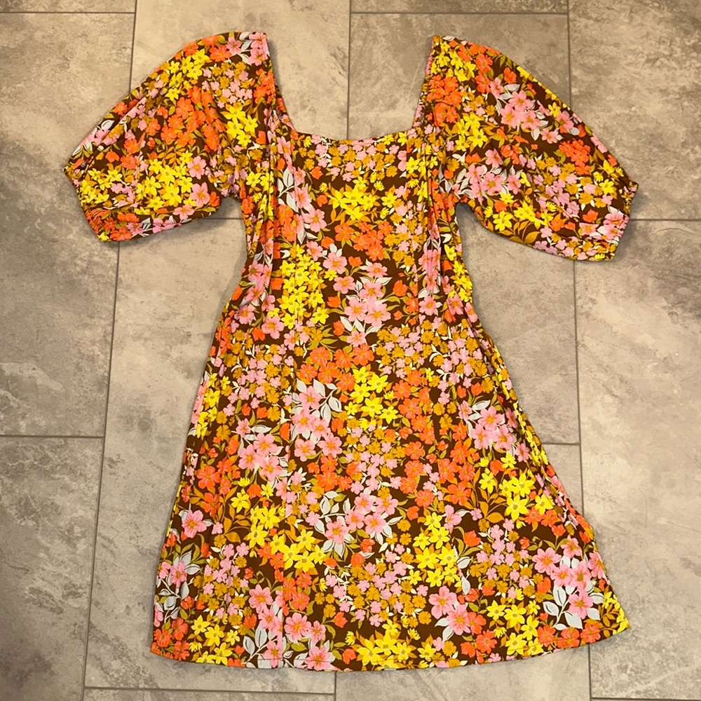 Billabong paradise floral puff sleeve mini dress